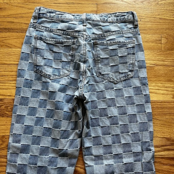 Song Jeans Women's Checkered Blue Jeans Size 5/27 Timeless Fit Boho - Picture 5 of 7